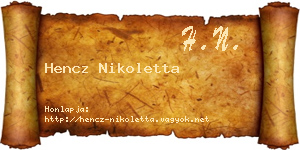 Hencz Nikoletta névjegykártya
